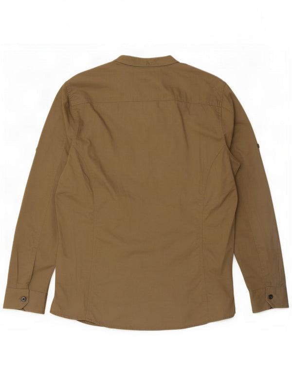 Vintage hombres camisa militar grande algodón beige