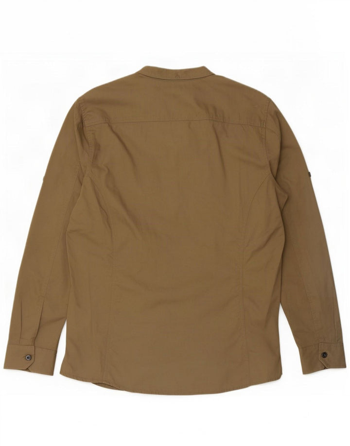 Vintage hombres camisa militar grande algodón beige