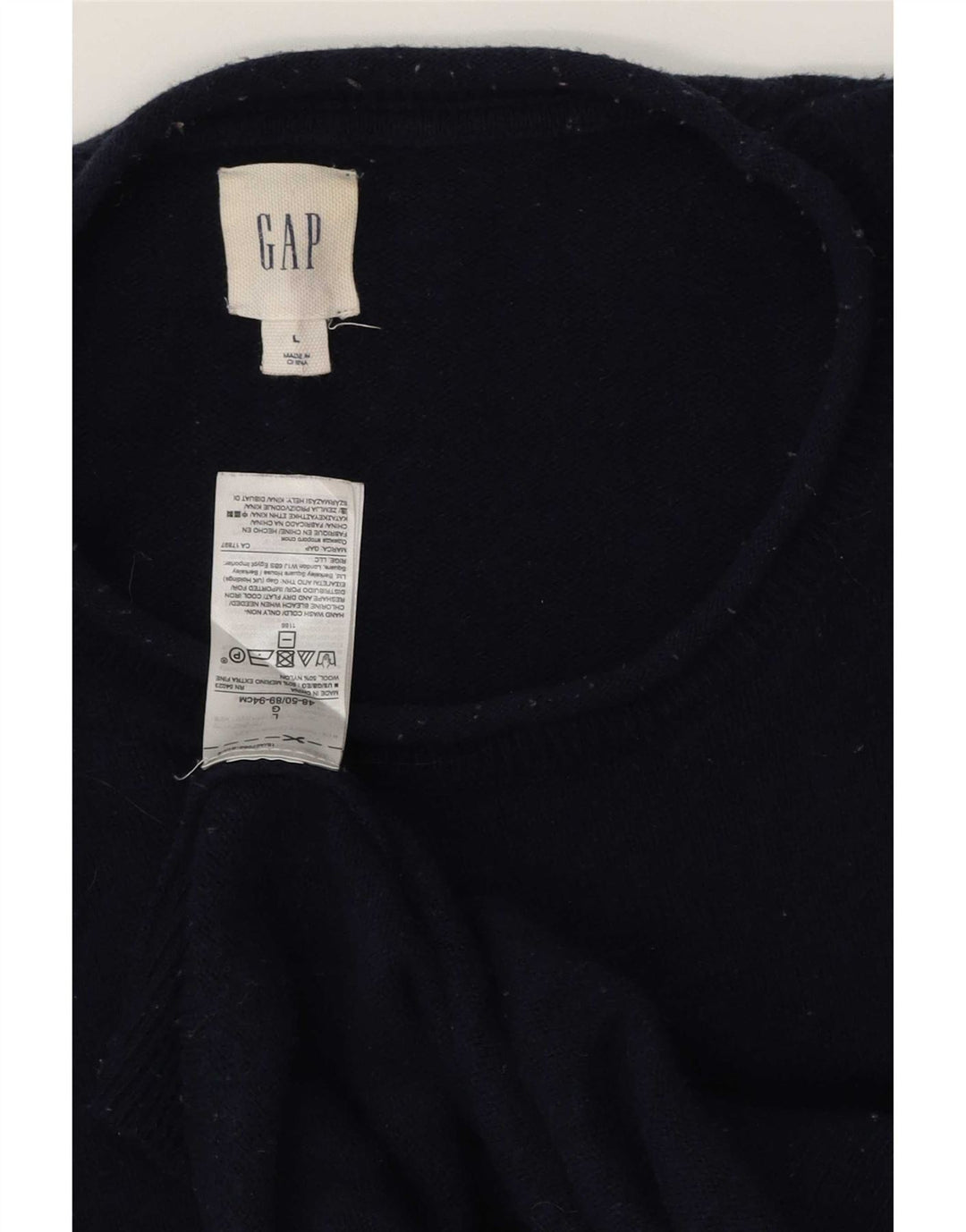 Gap - Jersey de cuello redondo para hombre, talla grande, lana merino azul marino