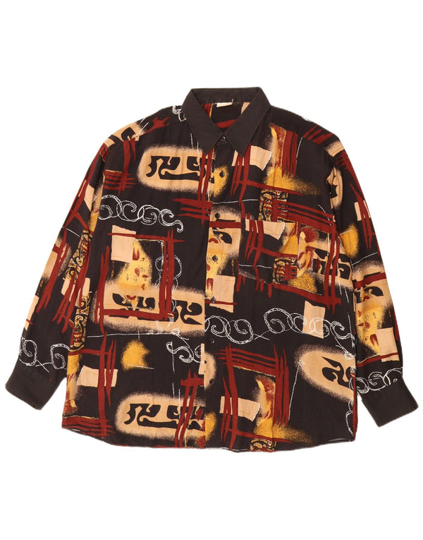 VINTAGE Camisa con estampado abstracto para hombre XL Multicolor