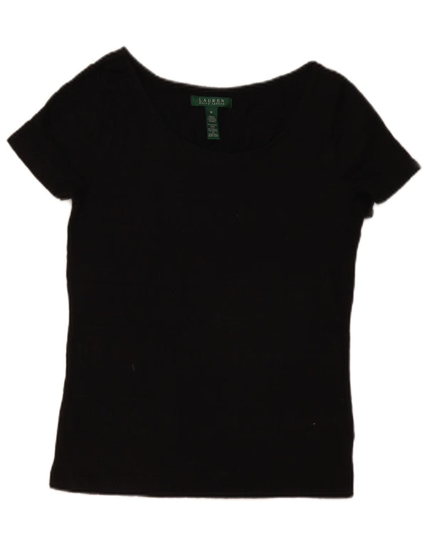 RALPH LAUREN Blusa para mujer Top UK 12 Medio Algodón Negro