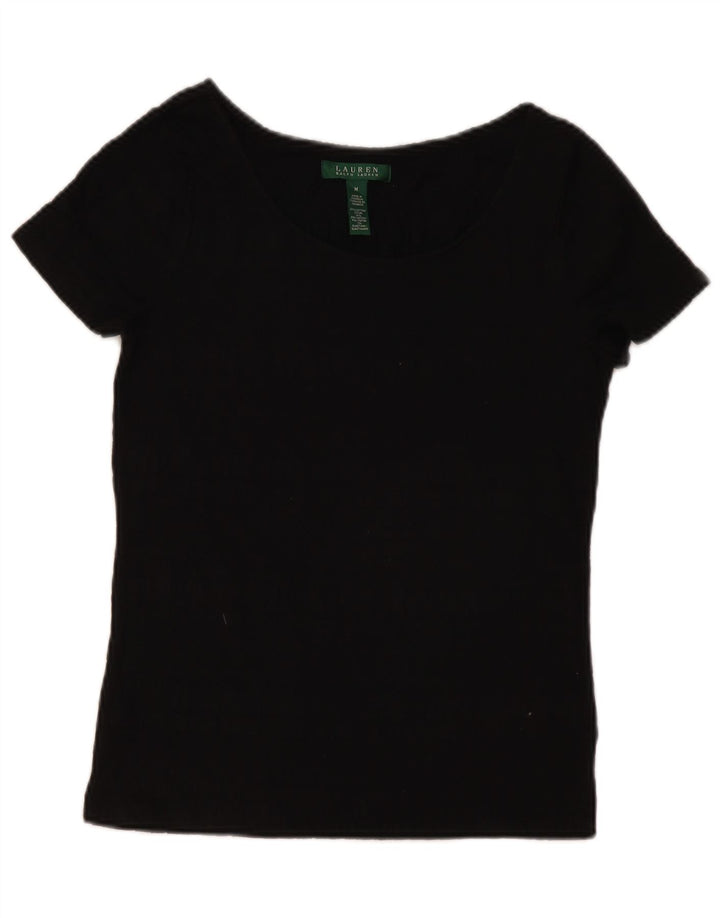 RALPH LAUREN Blusa para mujer Top UK 12 Medio Algodón Negro