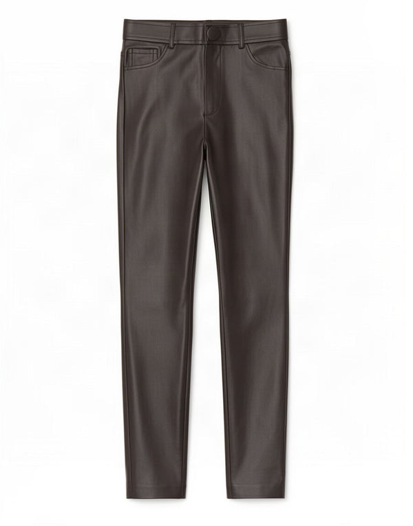Zara Womens Faux Leather Leggings UK 10 Small Black