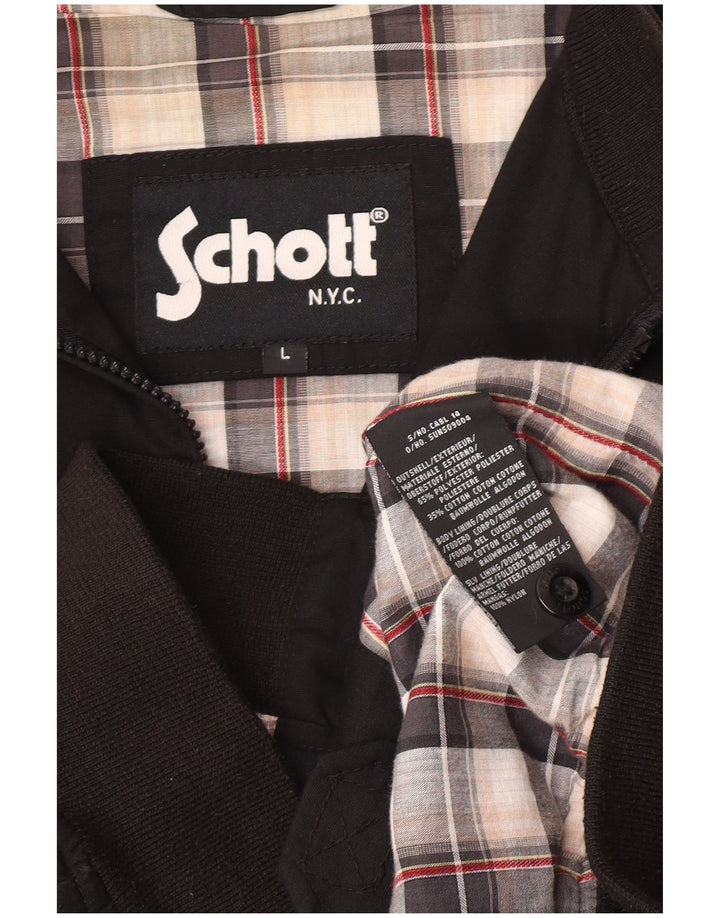 Schott Chaqueta Bomber para Hombre UK 40 Grande Poliéster Negro