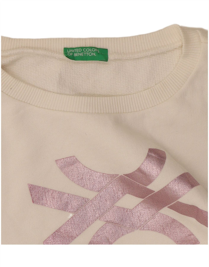 Benetton Sudadera Con Estampado De Mujer UK 40 Small Blanco
