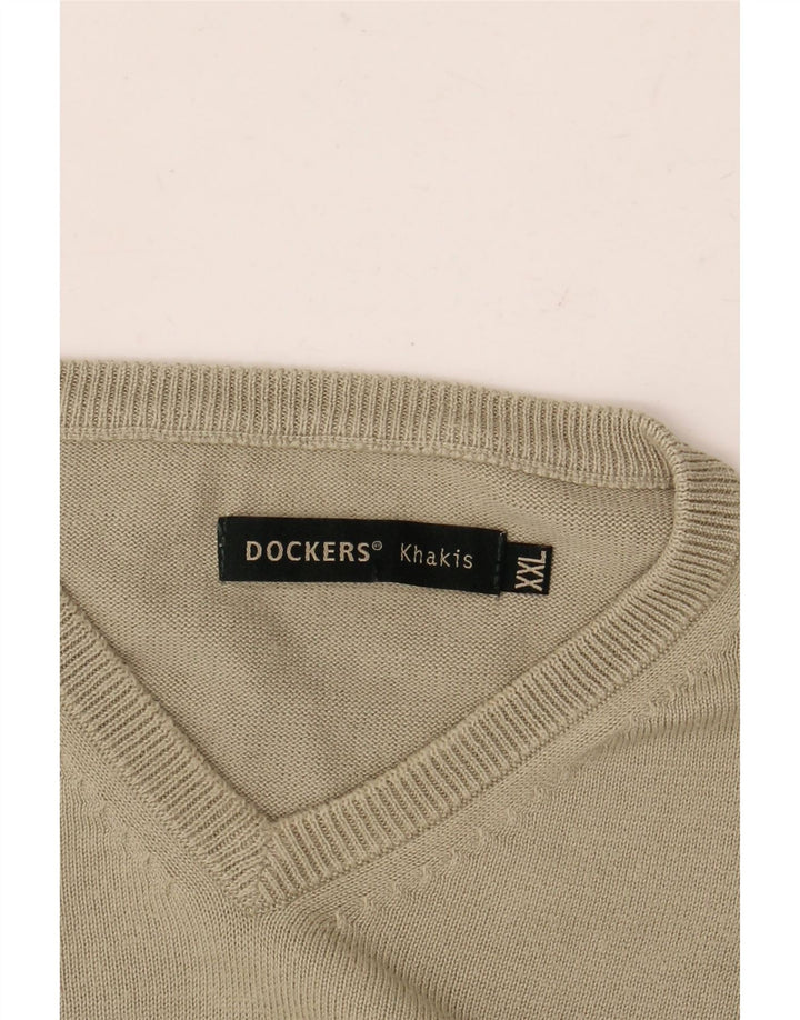 Dockers Suéter Caqui con Cuello en V para Hombre 2XL Caqui