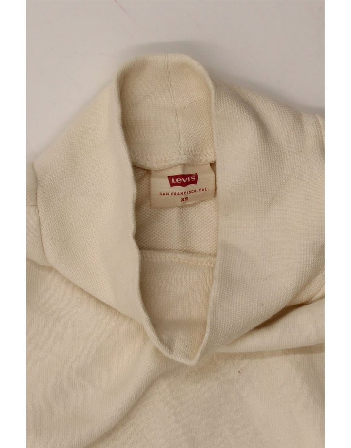 LEVI'S Womens Oversized Sweatshirt Jumper UK 6 XS Off White Cotton Vintage Levi's and Second-Hand Levi's from Messina Hembry 