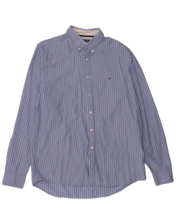 Camisa Tommy Hilfiger Hombre Slim Fit XL Algodón A Rayas Azul