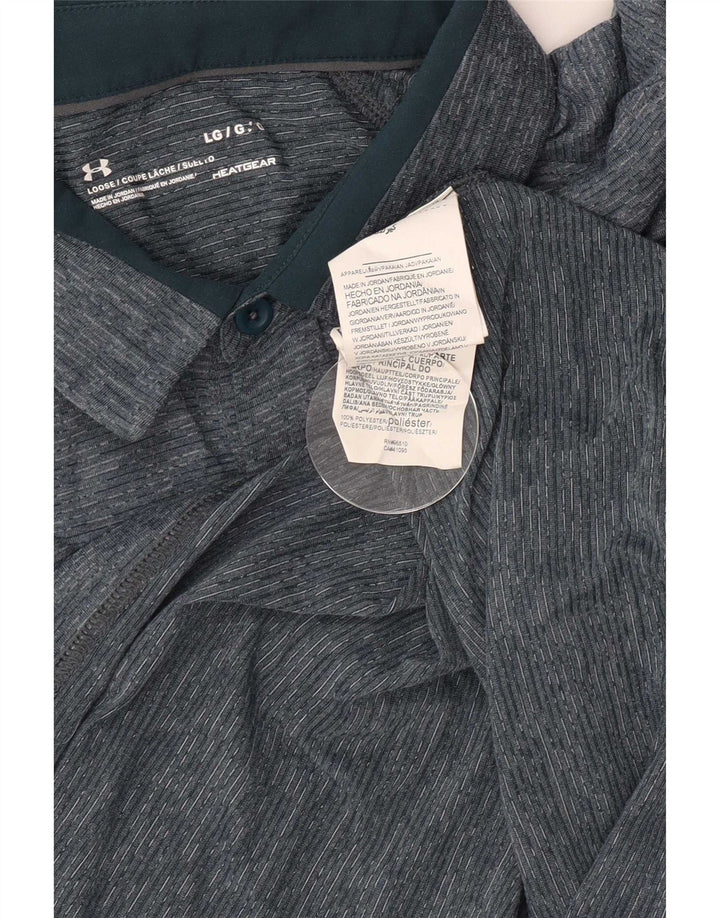 Under Armour Polo Heat Gear para hombre, poliéster moteado azul grande