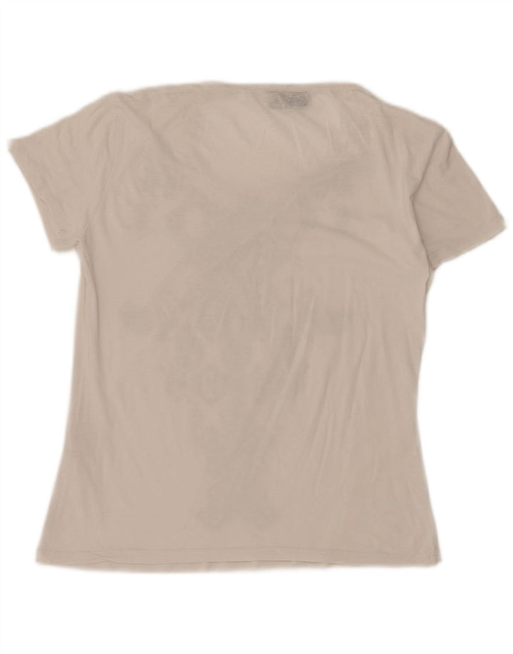 TRUSSARDI JEANS Camiseta gráfica para mujer Top UK 44 Grande Blanco Geométrico