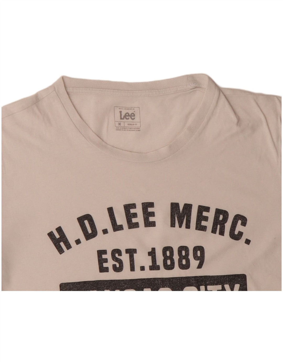 LEE Camiseta gráfica de ajuste regular para hombre Top mediano de algodón blanco roto