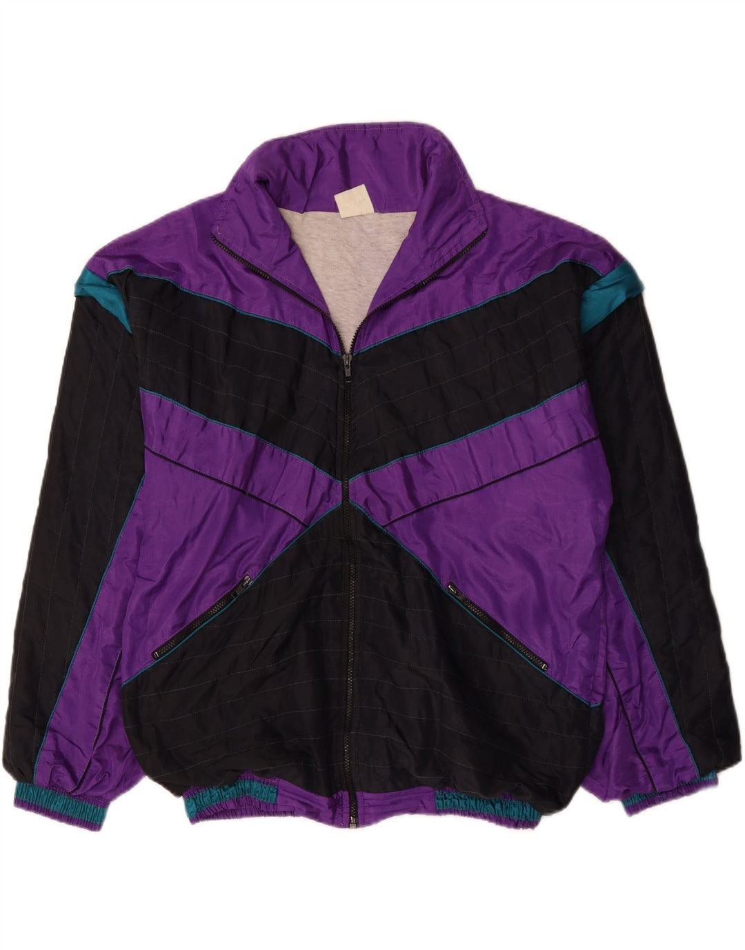 VINTAGE Chaqueta superior de chándal para hombre XL Bloque de color morado