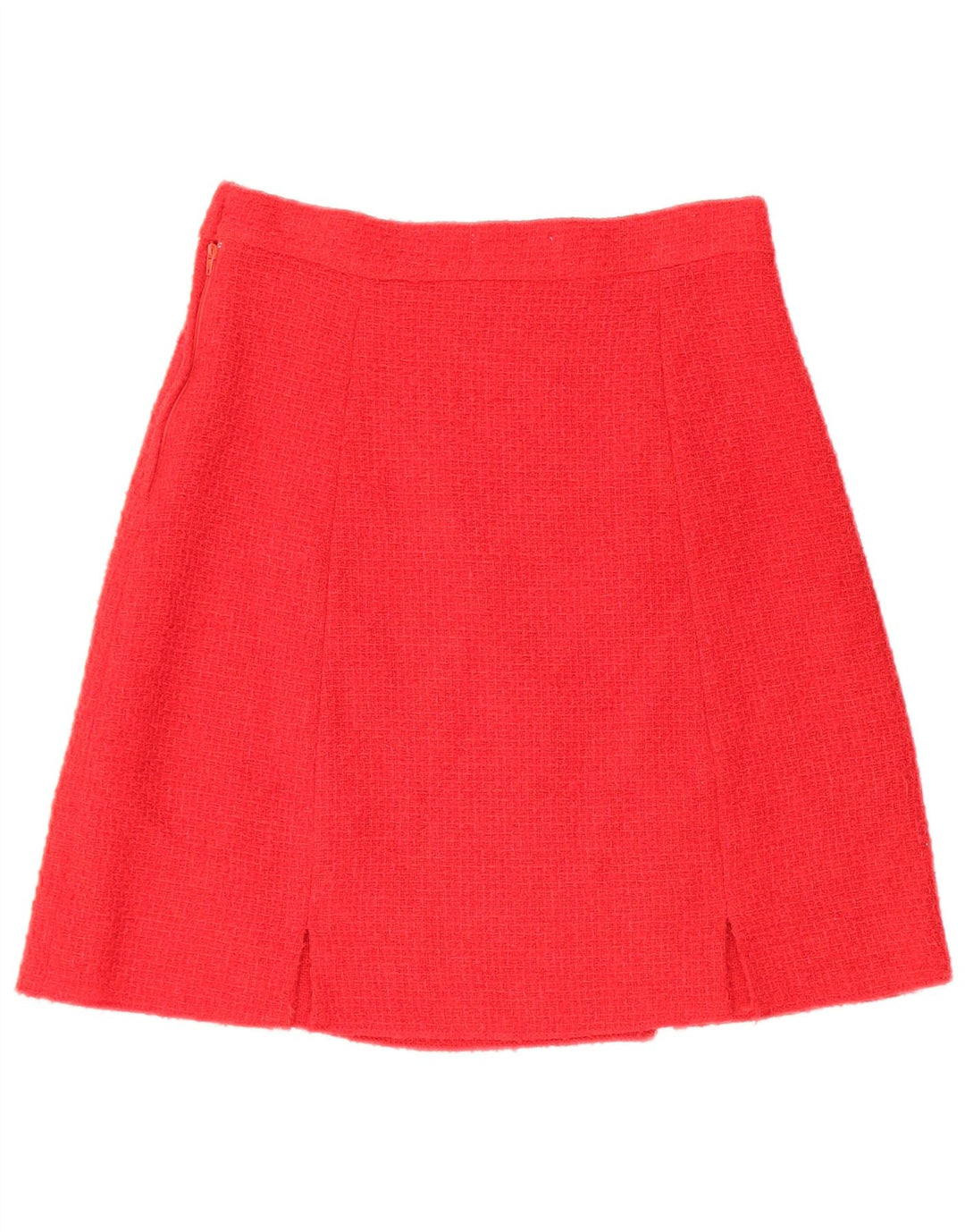 Vintage mujer 4 botones 2 piezas falda conjunto Reino Unido 12 medio W28 lana roja