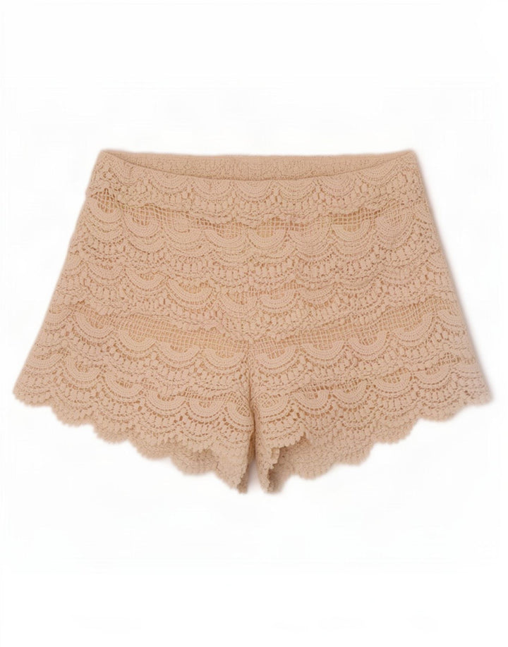 Zara Mujer Pantalones Cortos De Ganchillo Pequeños W26 Blanco Roto