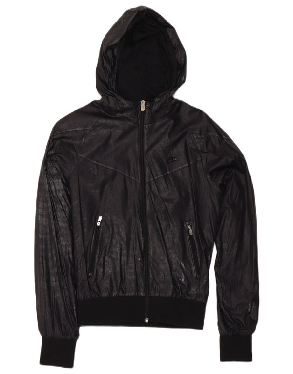 Nike Chaqueta cortavientos con capucha para mujer UK 10 Small Azul marino Nylon
