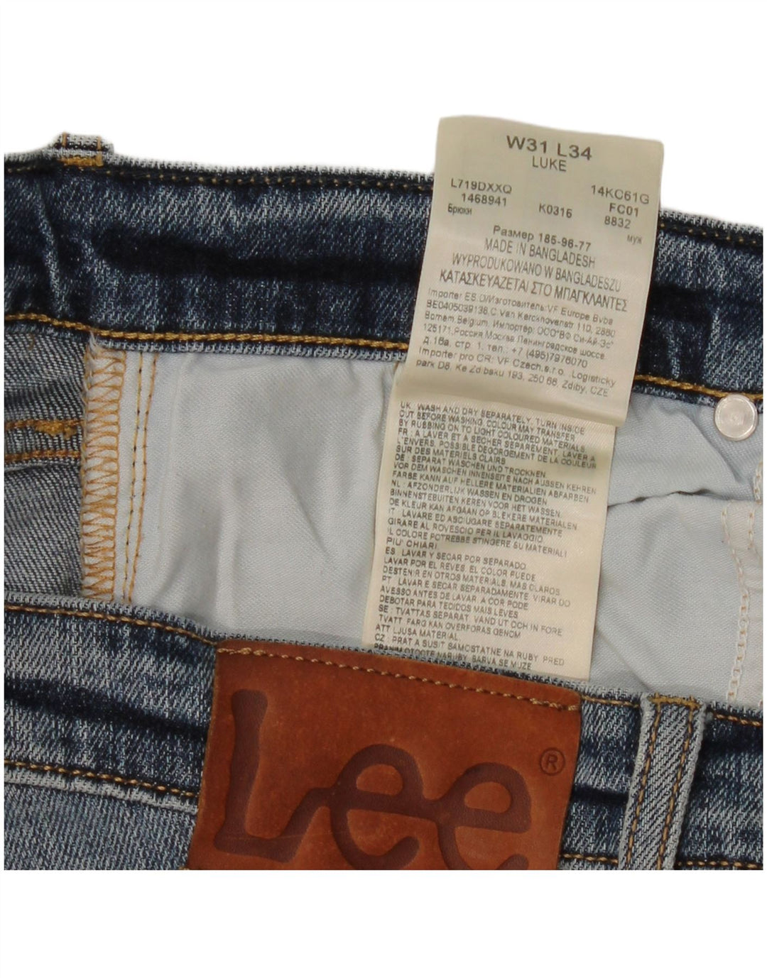LEE Mujer Luke Vaqueros Slim Desgastados W31 L29 Algodón Azul
