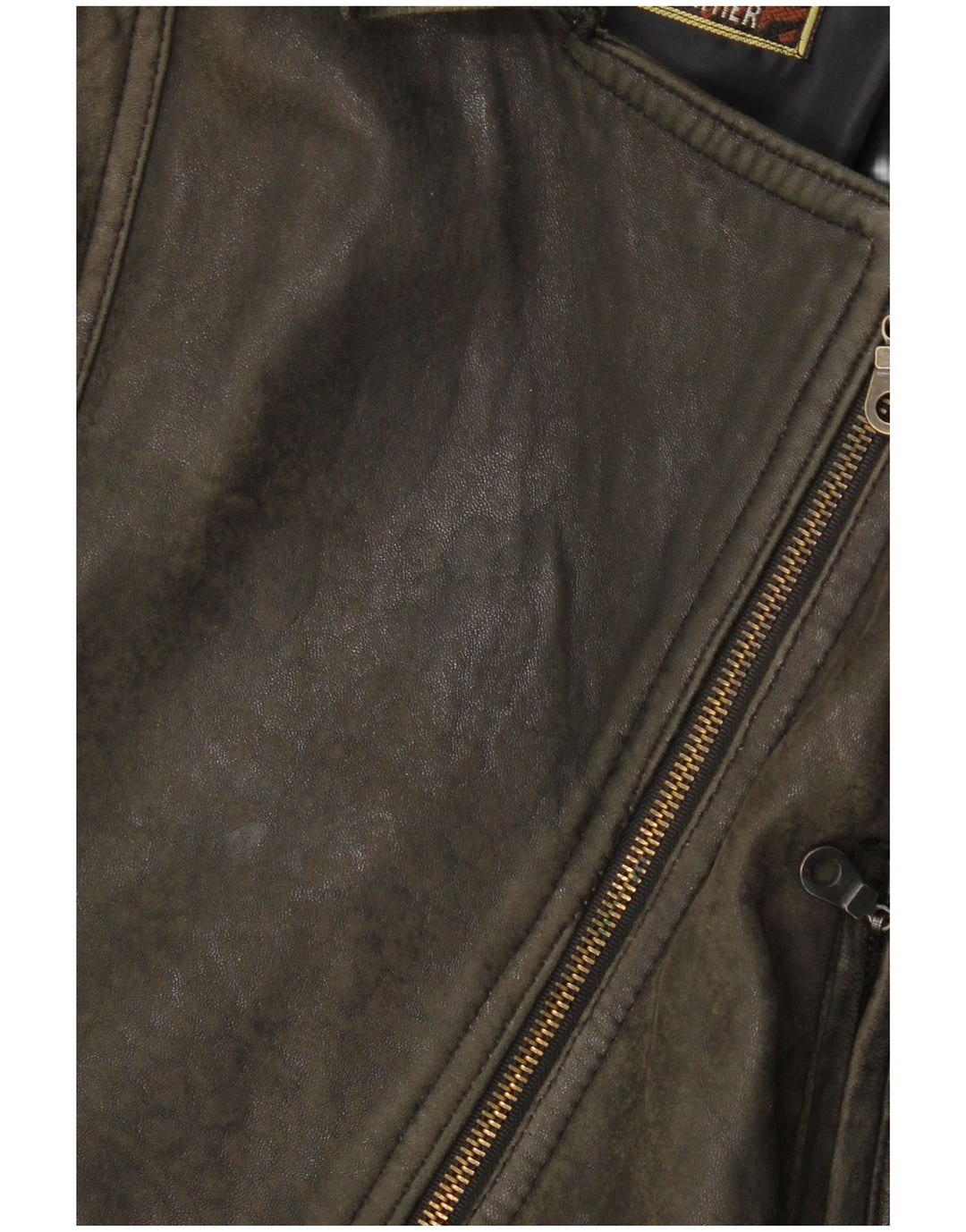 Vintage mujer cuero oversized biker chaqueta Reino Unido 10 pequeño cuero marrón