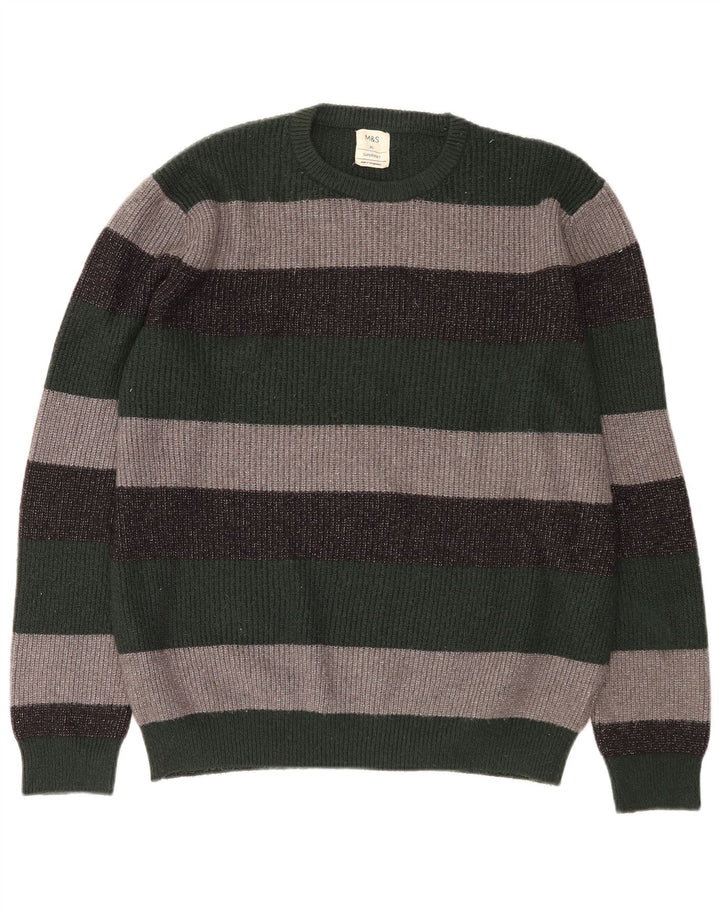 MARKS & SPENCER Jersey de cuello redondo para hombre XL Rayas multicolores