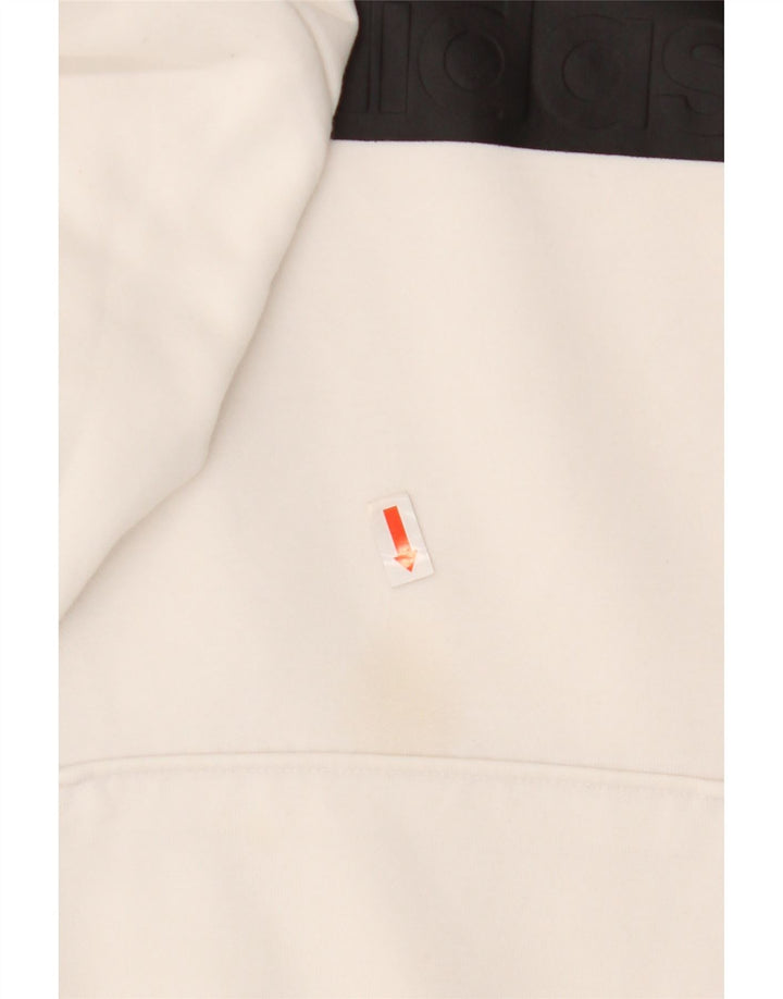 Adidas Sudadera con capucha gráfica para mujer UK 8/10 Small White Poliéster