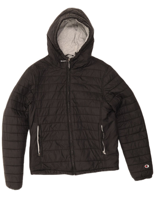 Champion Chaqueta Acolchada Con Capucha Para Hombre UK 38 Medium Negro Poliamida