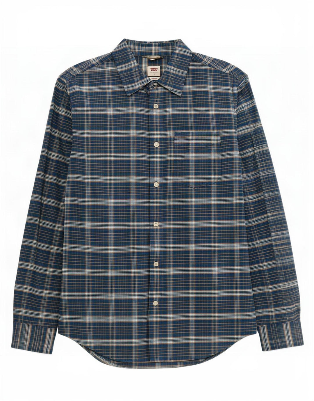 Levi's Camisa estándar para hombre de algodón a cuadros azul marino pequeña