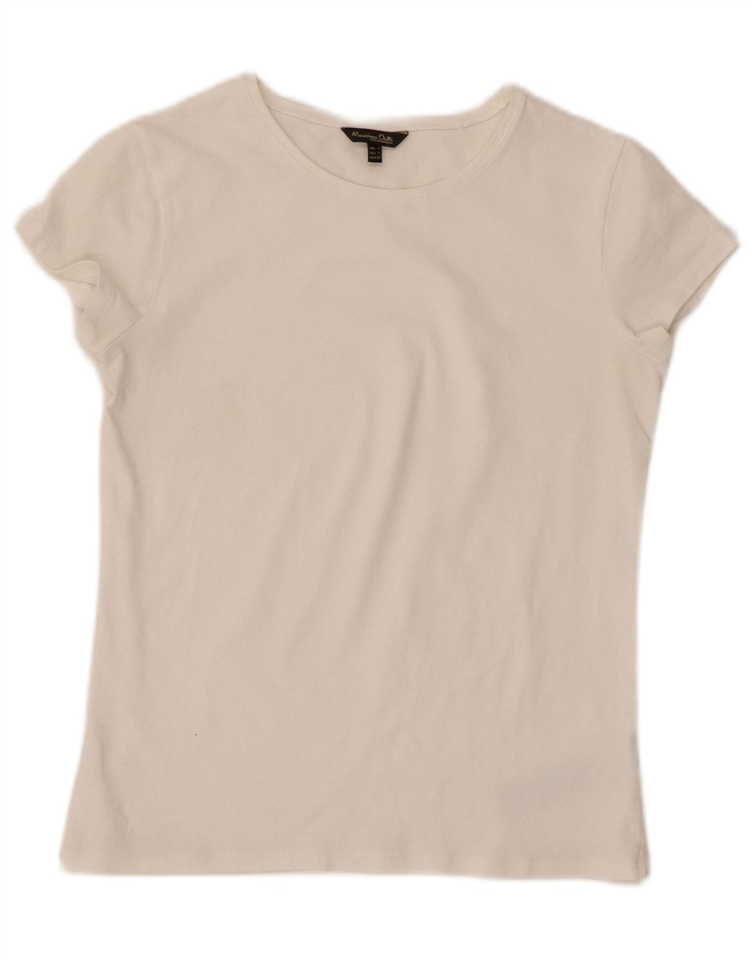 MASSIMO DUTTI Camiseta Mujer Top UK 8 Small Blanco Algodón