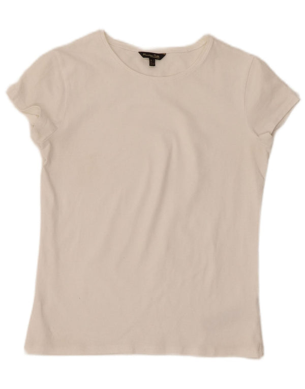 MASSIMO DUTTI Camiseta Mujer Top UK 8 Small Blanco Algodón