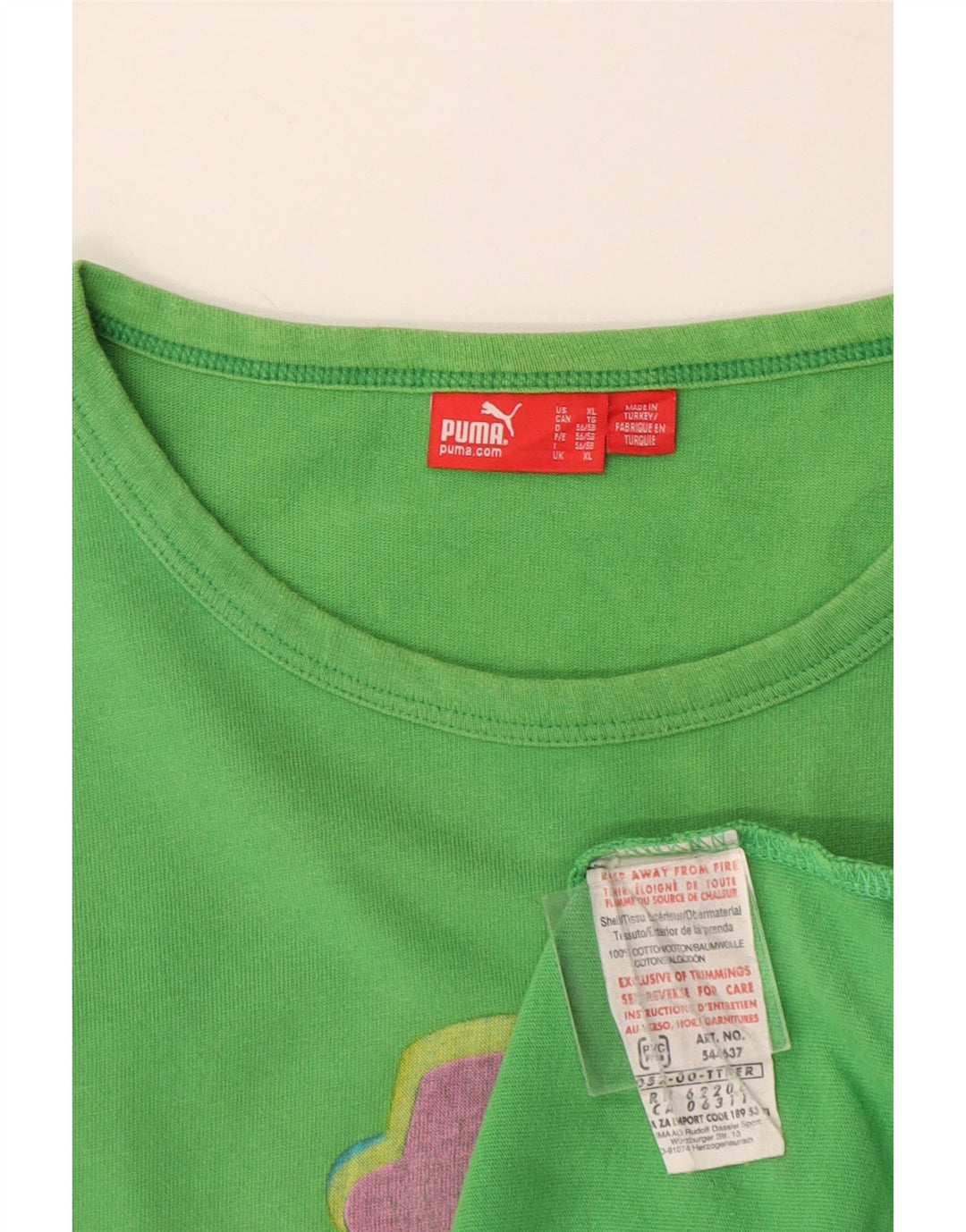 Puma Camiseta gráfica para hombre Top XL Algodón verde