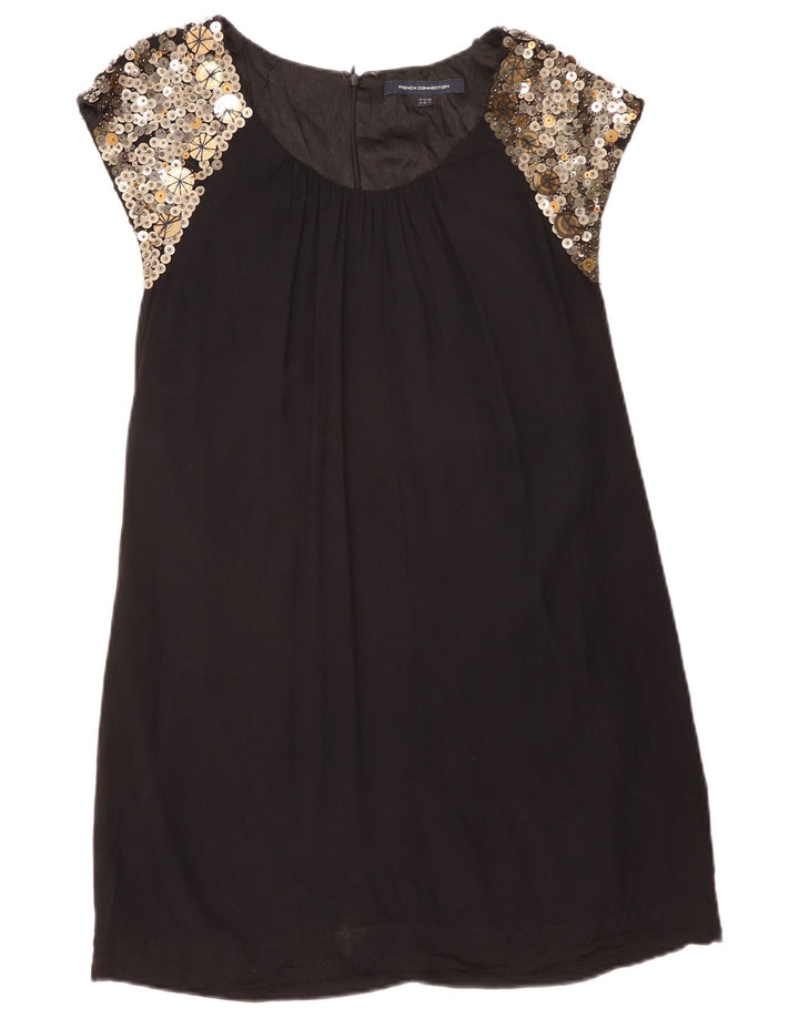 Vestido recto para mujer de French Connection, talla 44, talla grande, viscosa negra con bloques de color