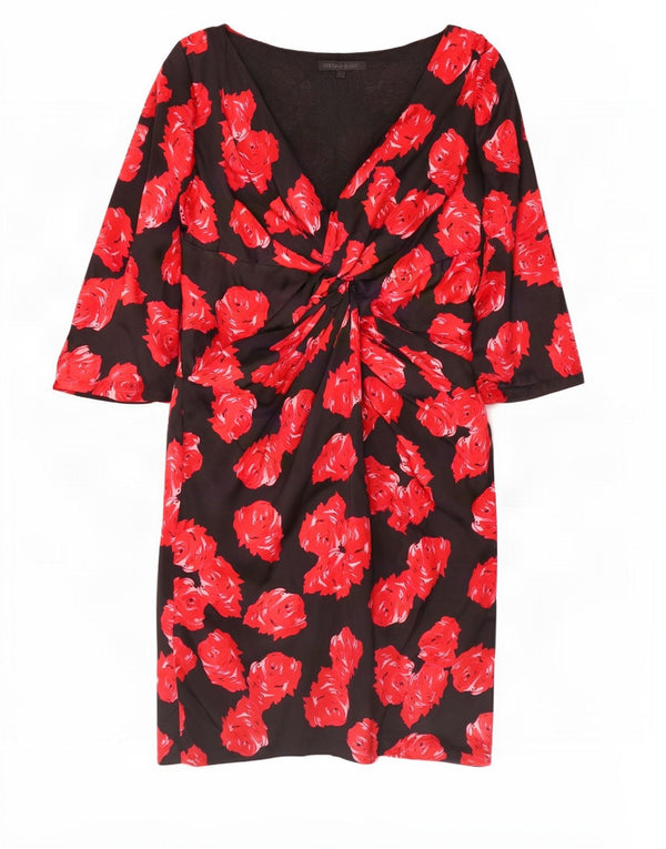 Coast Vestido tubo de manga 3/4 para mujer UK 46 Grande Seda floral negra