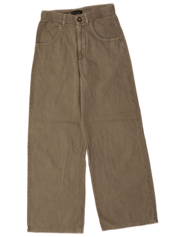 Zara Jeans De Pierna Ancha Para Mujer EU 36 XS W26 L27 Algodón Caqui