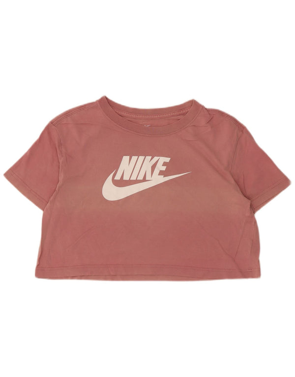 Nike Camiseta corta extragrande con gráfico para mujer UK 10 Small Pink Cotton