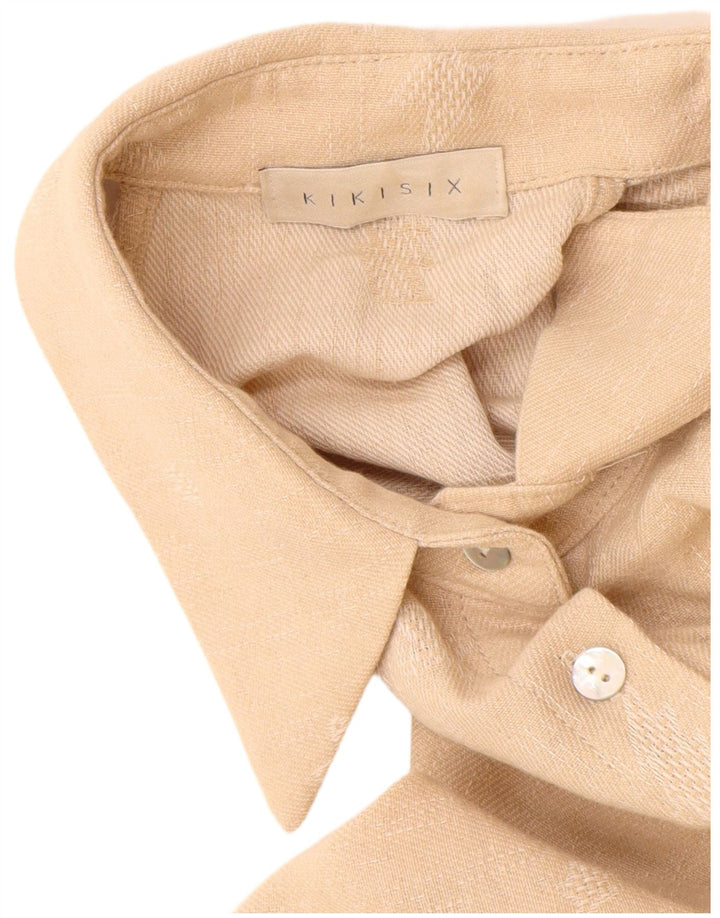 KIKISIX Vestido largo sin mangas con estampado abstracto para mujer, talla 44, color beige medio