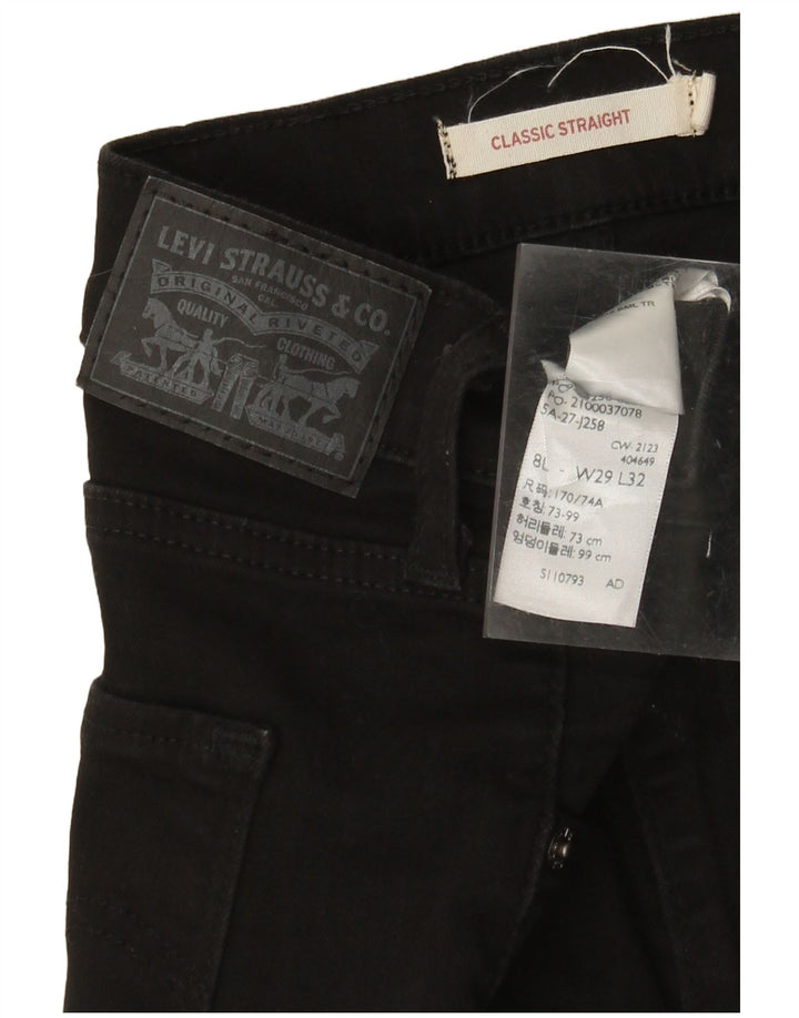 LEVI'S Vaqueros Rectos Clásicos Para Mujer W29 L32 Algodón Negro