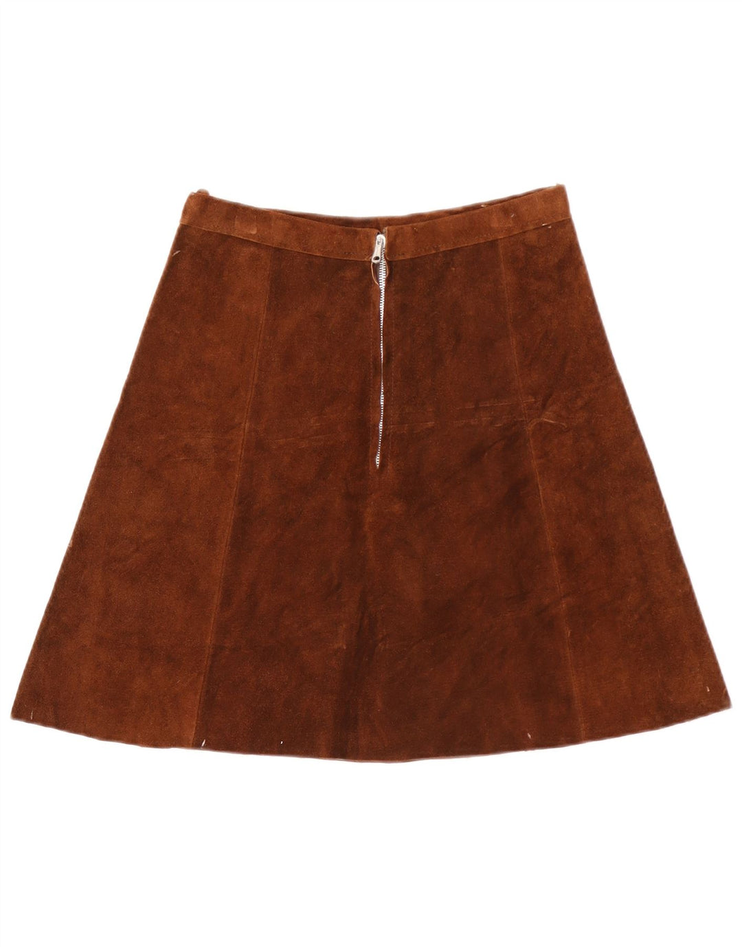 Falda vintage de ante para mujer W28 Marrón medio