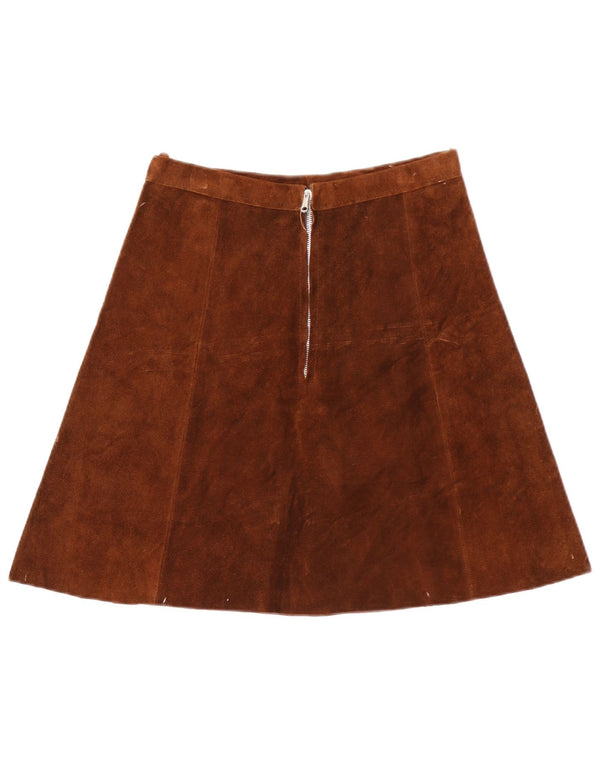 Falda vintage de ante para mujer W28 Marrón medio