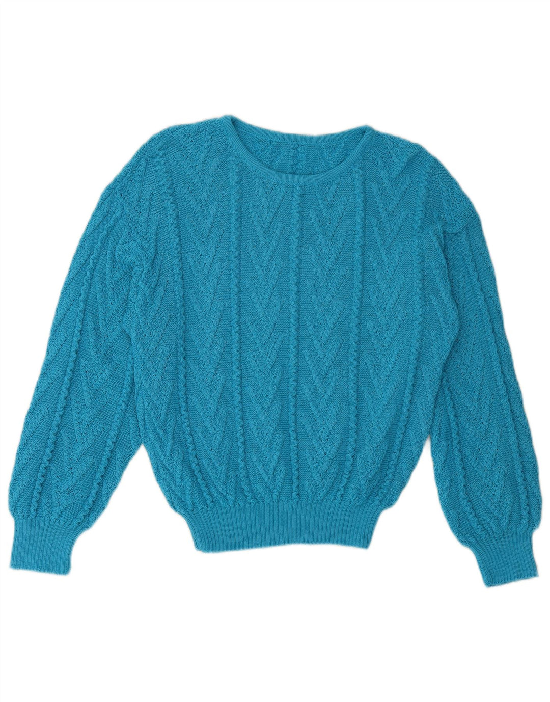 Vintage mujer cuello redondo jersey suéter Reino Unido 12 azul medio