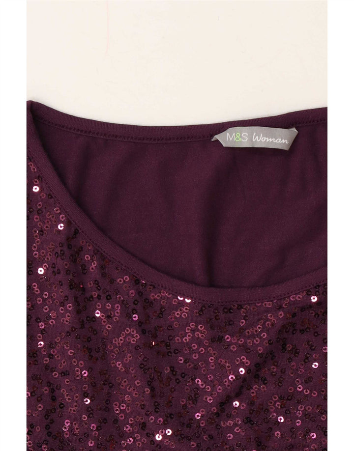 Marks & Spencer Blusa de Lentejuelas para Mujer Top UK 44 Grande Borgoña