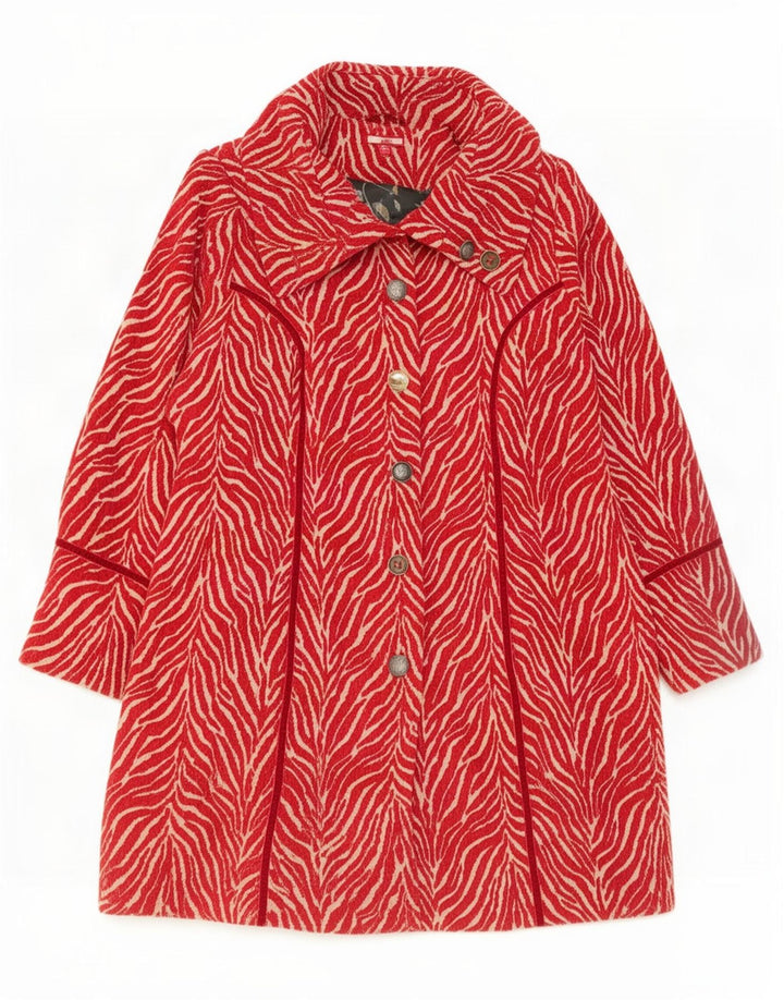 Joe Browns Abrigo con patrón abstracto para mujer UK 46 Poliéster rojo grande