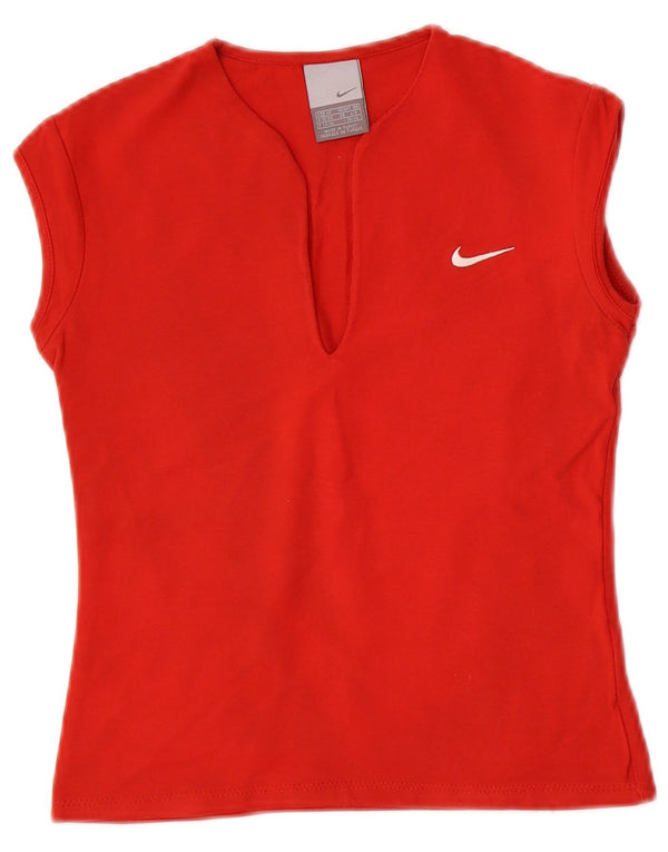 NIKE Womens Crop T-Shirt Top UK 6/8 XS Red Cotton