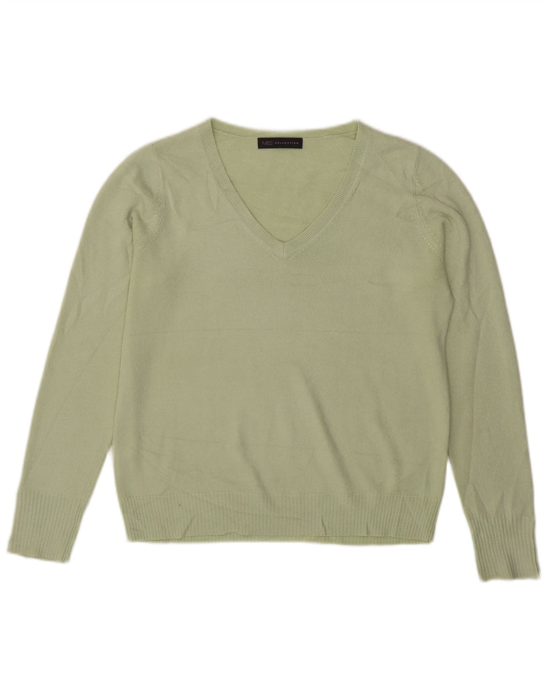 Marks & Spencer Suéter con Cuello en V para Mujer UK 46 Grande Verde
