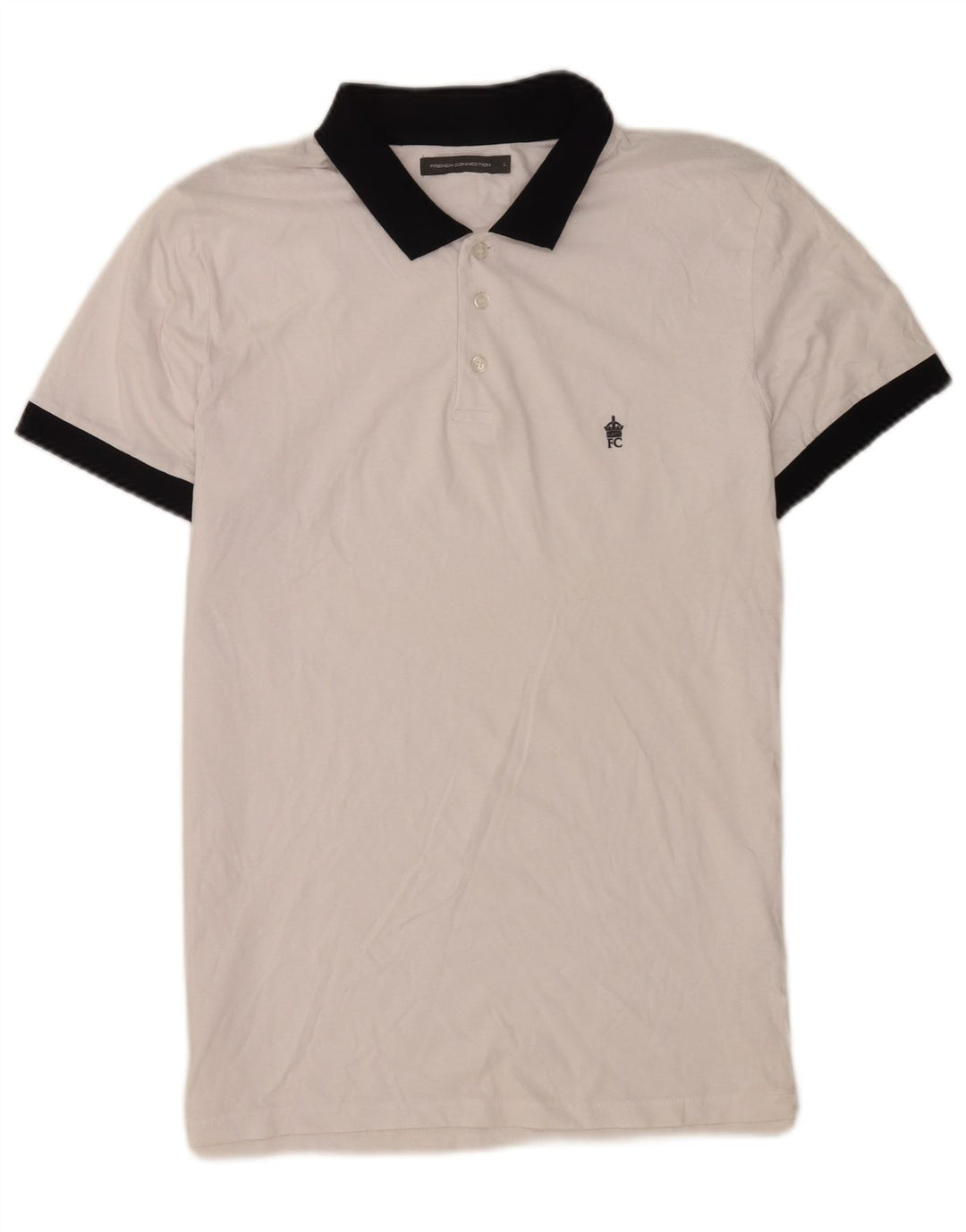 French Connection Polo de rugby para hombre, tamaño grande, algodón blanco