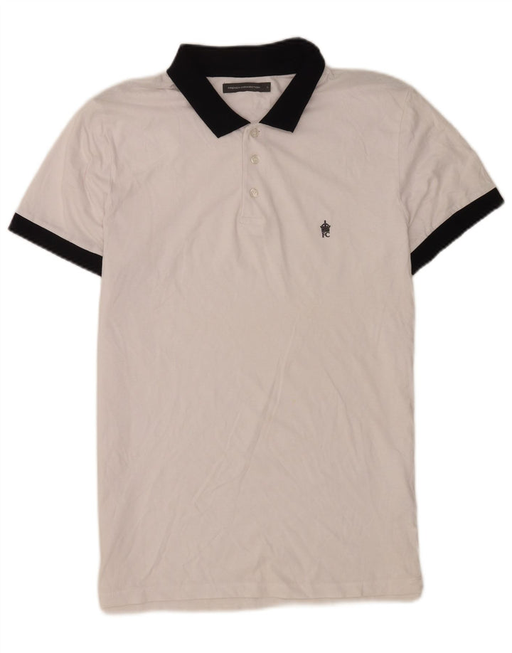 French Connection Polo de rugby para hombre, tamaño grande, algodón blanco