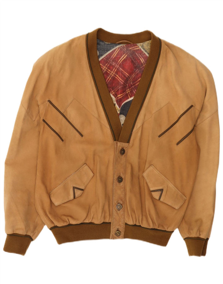 Toni Mir Chaqueta Bomber de Ante para Hombre UK 42 XL Cuero Marrón