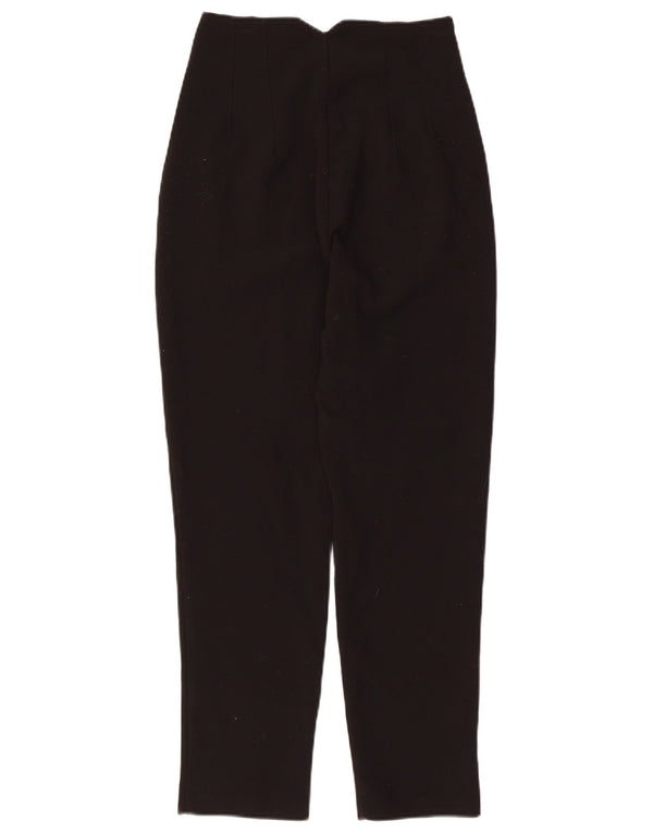 Zara Mujer Pantalón De Traje Cónico De Cintura Alta XS W24 L26 Poliéster Negro