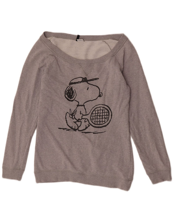 Benetton Mujer Peanuts Graphic Sudadera Jumper UK 44 Gris Medio