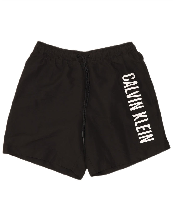 Calvin Klein Bañador con gráfico para hombre, tamaño pequeño, poliéster negro