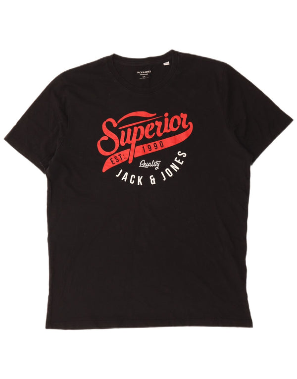 Jack & Jones Camiseta gráfica para hombre Top 2XL Algodón negro