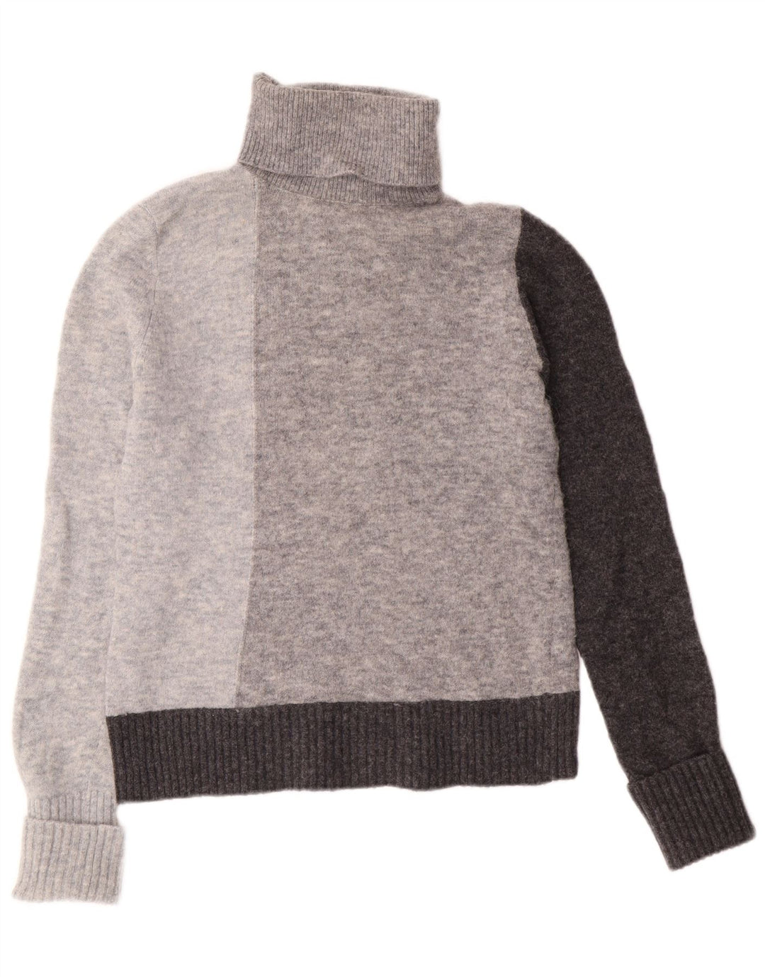 Cos Suéter tipo jersey con cuello vuelto para mujer UK 6 XS Lana de alpaca con bloques de color gris