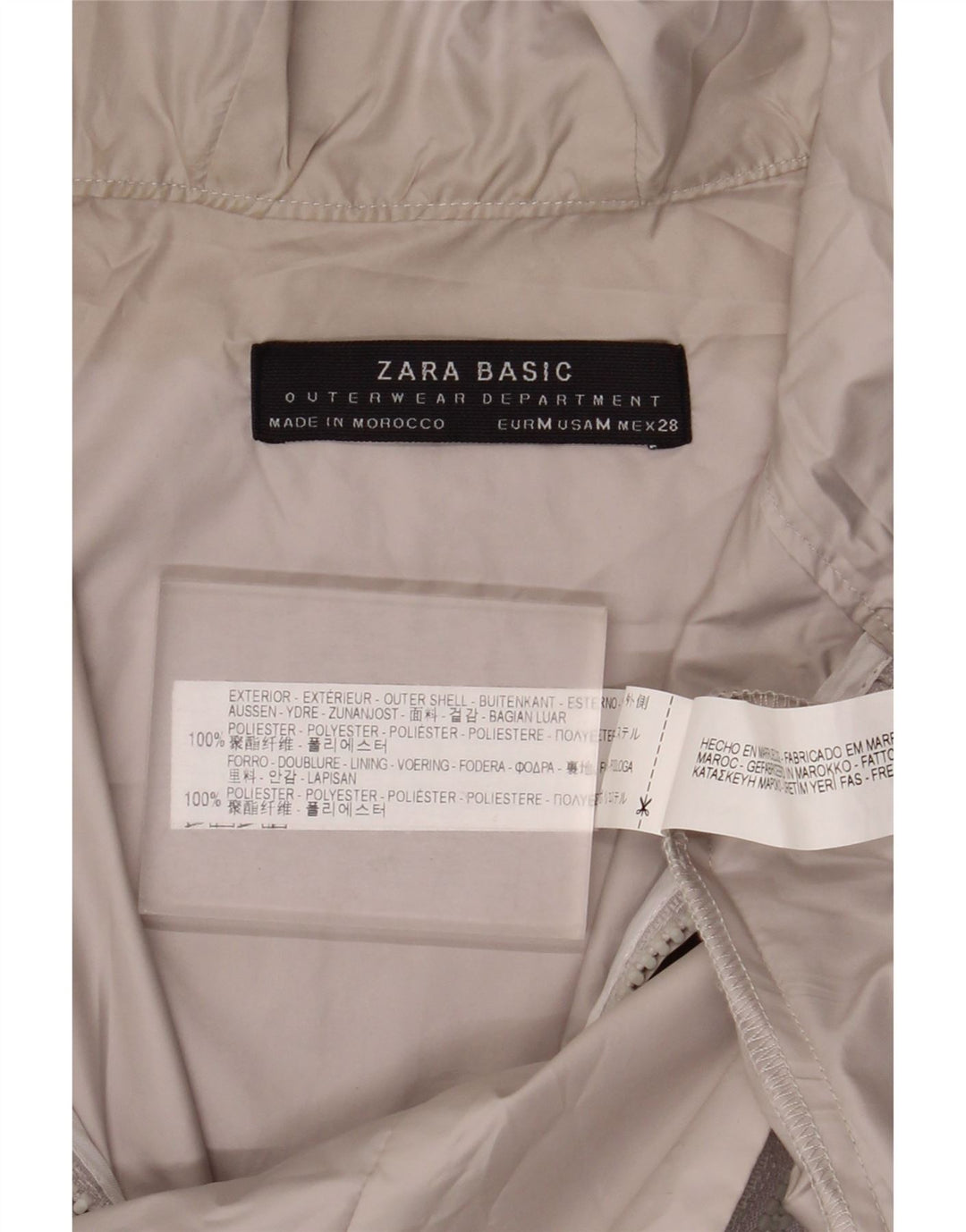 Zara Chaqueta Impermeable De Manga 3/4 Con Capucha De Gran Tamaño Para Mujer UK 44 Gris Medio